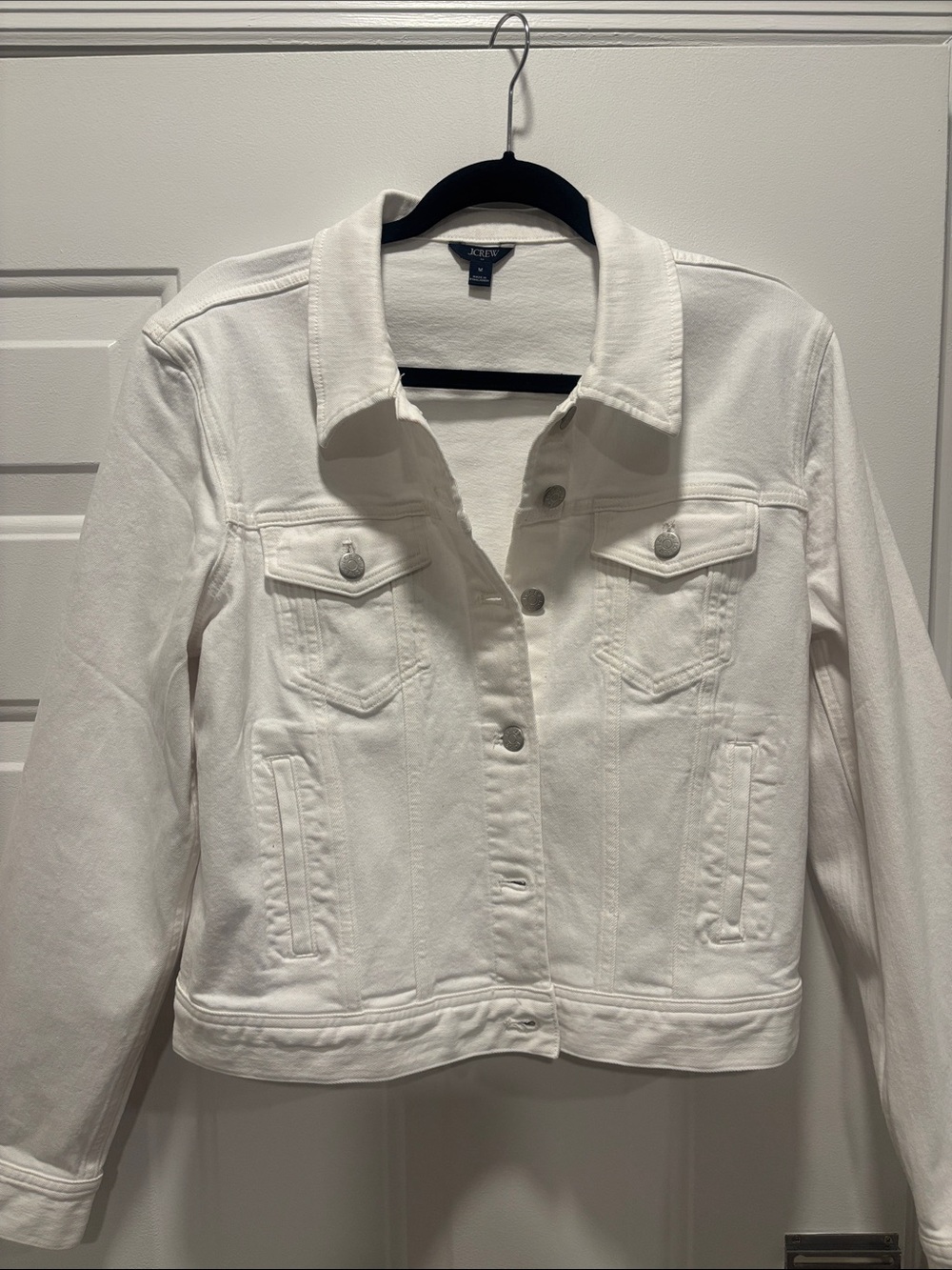 J. Crew White Denim Jacket with Button-Front